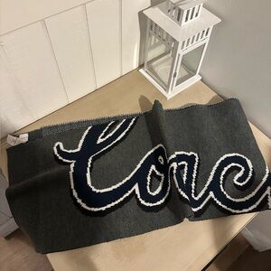 Gray and Blue Coach Knit Scarf